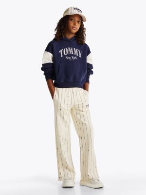 jogging varsity à rayures beige pour filles tommy hilfiger