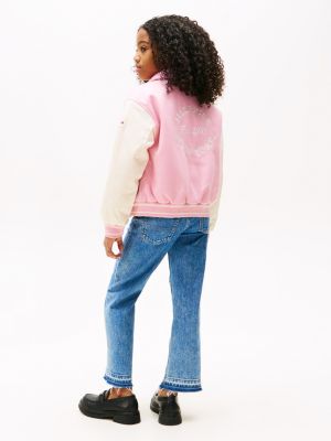 multi back logo varsity bomber jacket for girls tommy hilfiger