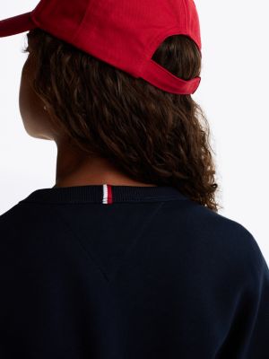 sweat à col ras-du-cou et logo bleu pour filles tommy hilfiger