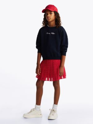 sweat à col ras-du-cou et logo bleu pour filles tommy hilfiger