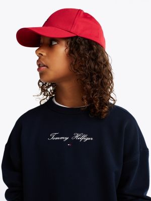 felpa con logo blu da bambine tommy hilfiger