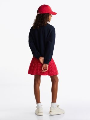 sweat à col ras-du-cou et logo bleu pour filles tommy hilfiger