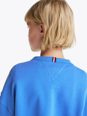 blau rundhals-sweatshirt mit logo für mädchen - tommy hilfiger