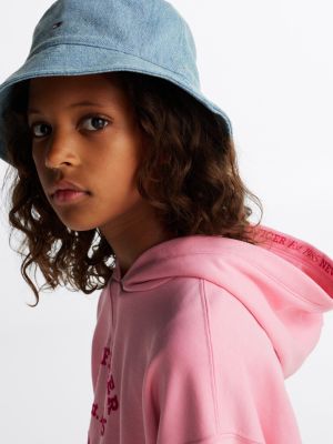 roze relaxed hoodie met logo voor meisjes - tommy hilfiger