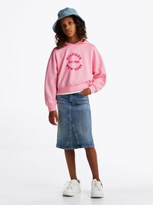 roze relaxed hoodie met logo voor meisjes - tommy hilfiger