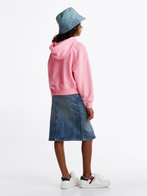 pink logo relaxed hoody for girls tommy hilfiger