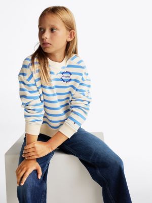 pullover relaxed fit a righe multicolore da bambine tommy hilfiger