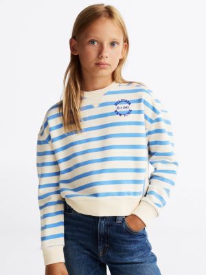 pullover relaxed fit a righe multi da bambine tommy hilfiger