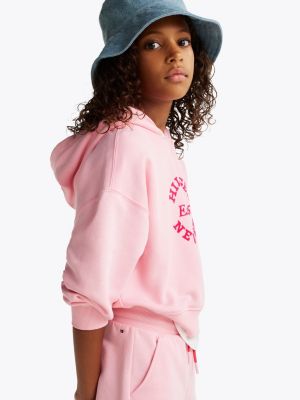 pink logo relaxed joggers for girls tommy hilfiger