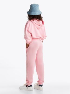 joggers relaxed fit con logo rosa da bambine tommy hilfiger