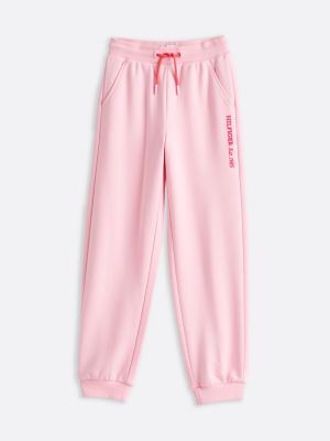 joggers relaxed fit con logo rosa da bambine tommy hilfiger