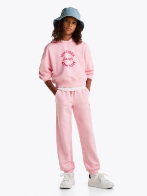 joggers relaxed fit con logo pink da bambine tommy hilfiger