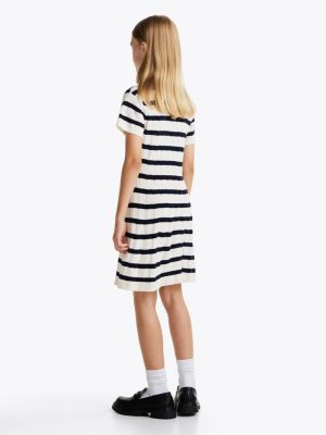 multi gestreiftes strickkleid mit zopfmuster für mädchen - tommy hilfiger