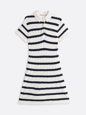 multi gestreiftes strickkleid mit zopfmuster für mädchen - tommy hilfiger