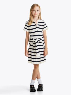 multi gestreiftes strickkleid mit zopfmuster für mädchen - tommy hilfiger