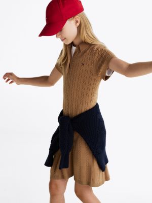 brown stripe cable knit jumper dress for girls tommy hilfiger