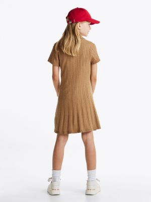 brown stripe cable knit jumper dress for girls tommy hilfiger