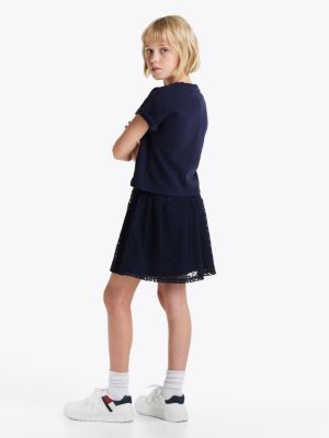 blue 3-in-1 fit and flare dress for girls tommy hilfiger