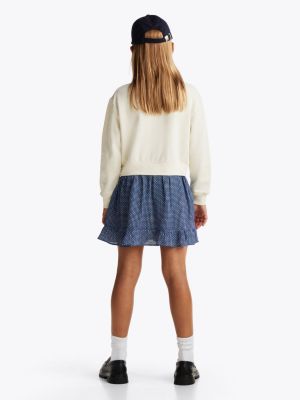 multi sweatshirt-kleid mit foulard-print für mädchen - tommy hilfiger