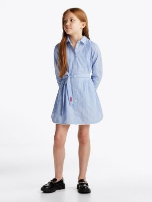 blau gestreiftes hemdkleid für mädchen - tommy hilfiger