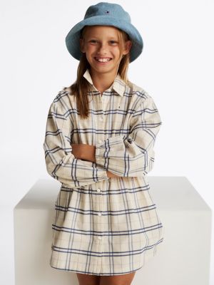 multi kariertes cord-hemdkleid für mädchen - tommy hilfiger