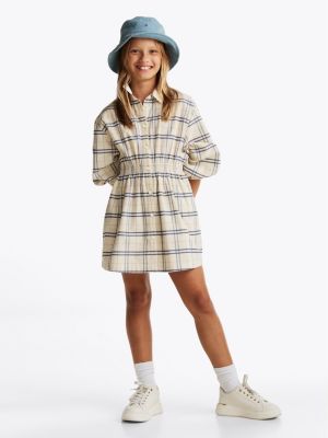 multi corduroy check shirt dress for girls tommy hilfiger