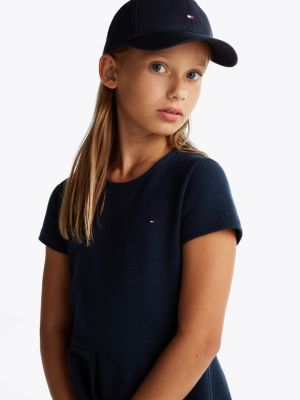 vestito skater a campana con motivo a righe blu da bambine tommy hilfiger