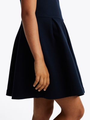 blau skater-kleid mit fit-and-flare-passform für mädchen - tommy hilfiger