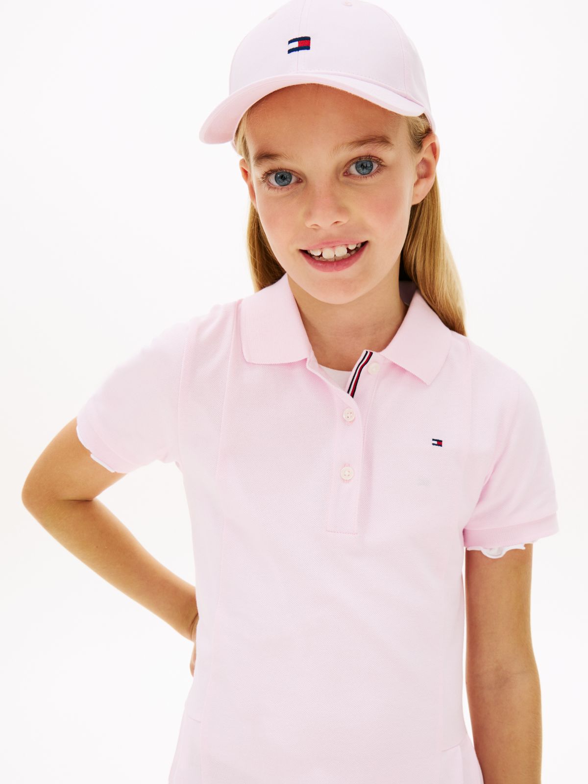 Essential Pleated Short Sleeve Polo Dress — Pink