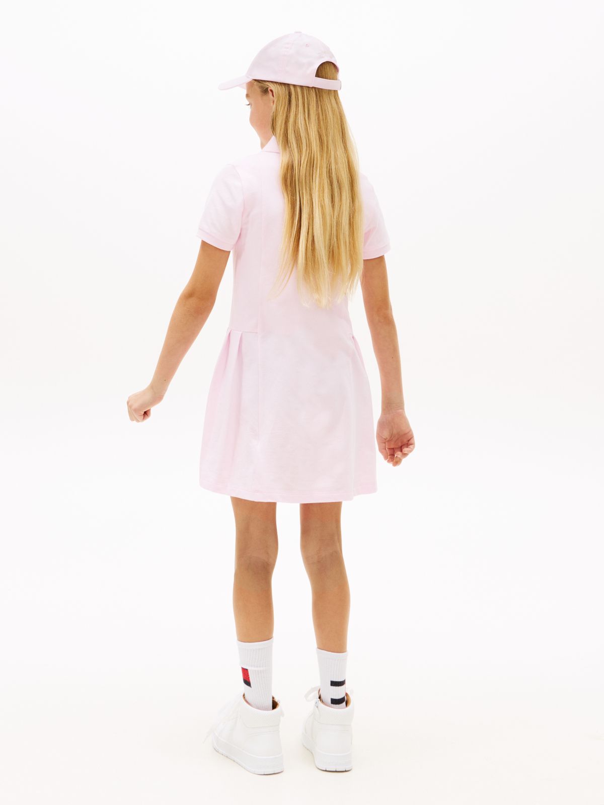 Essential Pleated Short Sleeve Polo Dress — Pink