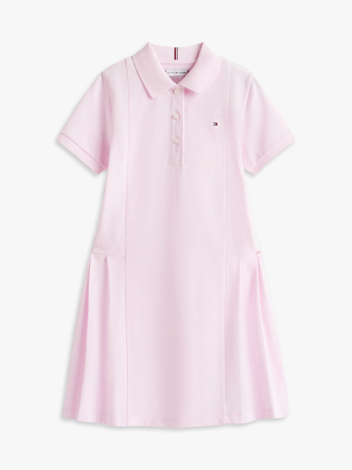 Essential Pleated Short Sleeve Polo Dress — Pink