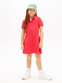 Essential Pleated Short Sleeve Polo Dress — Red 1