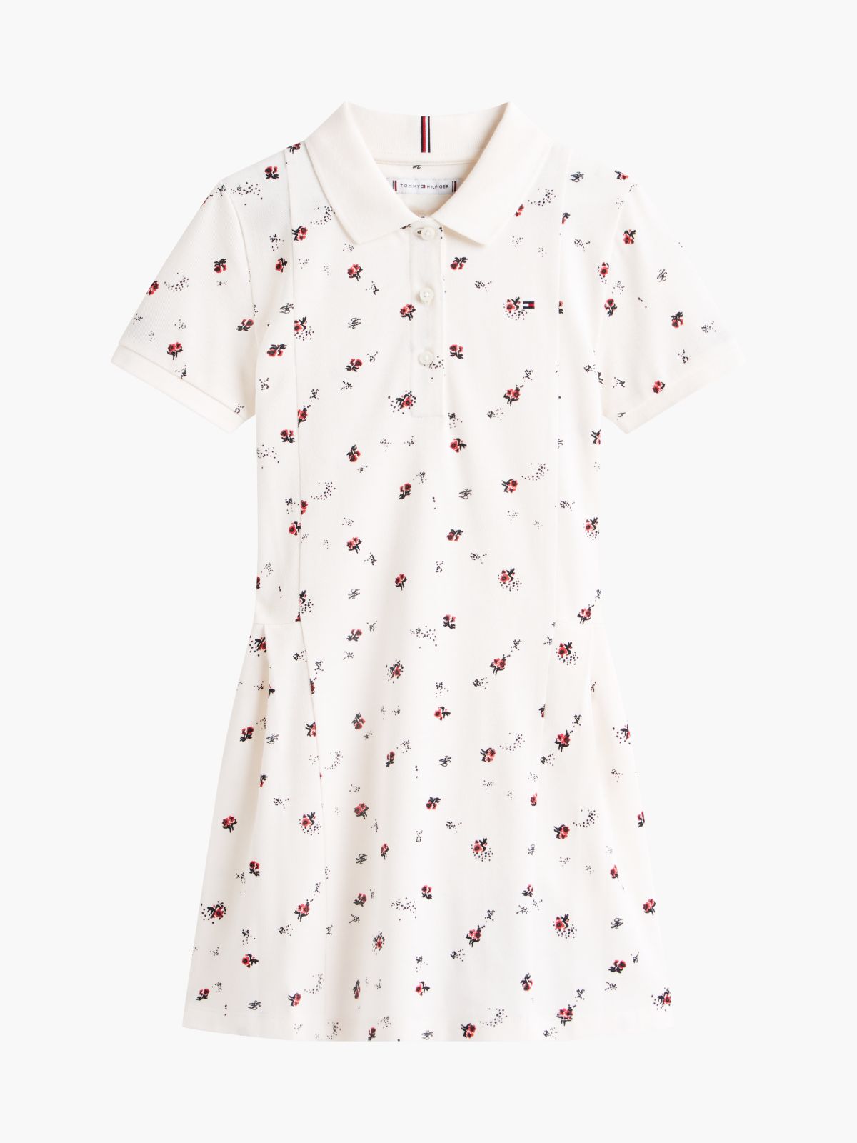 Essential Pleated Short Sleeve Polo Dress — White