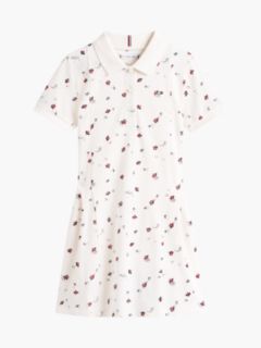 Essential Pleated Short Sleeve Polo Dress — White 5