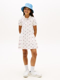 Essential Pleated Short Sleeve Polo Dress — White 1