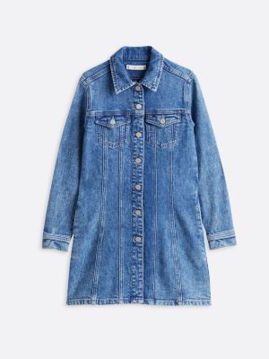 robe chemise en denim boutonnée bleu pour filles tommy hilfiger