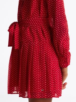 robe chemise à motif étoile plissée rouge pour filles tommy hilfiger