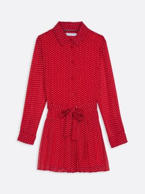 robe chemise à motif étoile plissée rouge pour filles tommy hilfiger