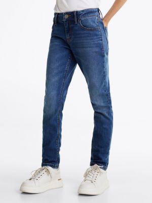 blau nora skinny jeans mit fade-effekt für mädchen - tommy hilfiger