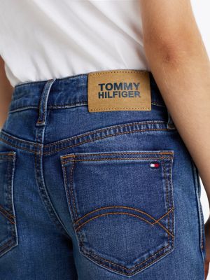 jeans nora skinny fit con scoloriture blu da bambine tommy hilfiger