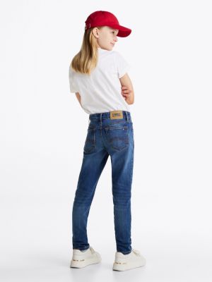 blau nora skinny jeans mit fade-effekt für mädchen - tommy hilfiger