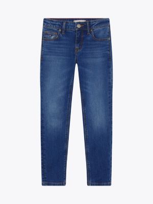 jeans nora skinny fit con scoloriture blu da bambine tommy hilfiger