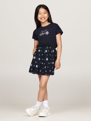 blue sequin star foil logo t-shirt for girls tommy hilfiger