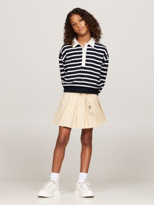 black breton stripe relaxed polo sweatshirt for girls tommy hilfiger