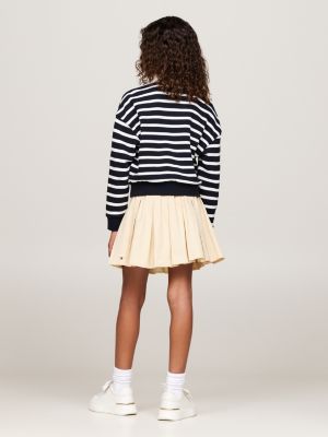 black breton stripe relaxed polo sweatshirt for girls tommy hilfiger