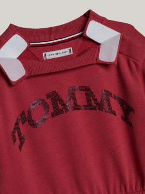 pink adaptive metallic logo jumper dress for girls tommy hilfiger