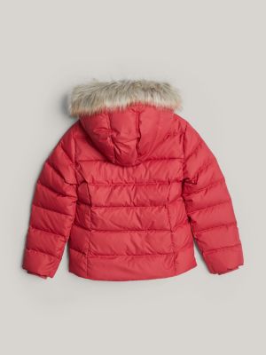 pink adaptive down hooded jacket for girls tommy hilfiger