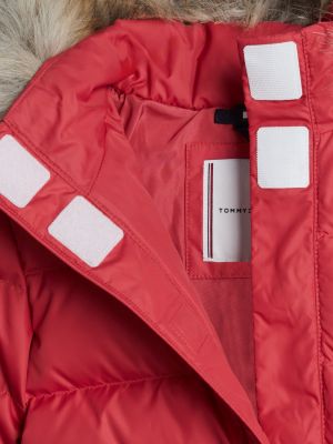 pink adaptive down hooded jacket for girls tommy hilfiger