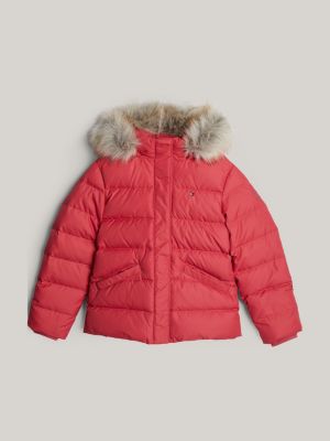 pink adaptive down hooded jacket for girls tommy hilfiger