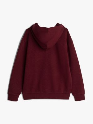 rood adaptive fleece hoodie met logo en textuur voor meisjes - tommy hilfiger